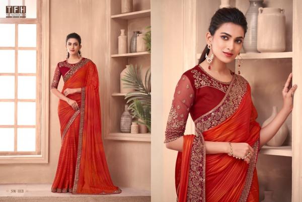 Tfh Sandal Wood 11th Edition Party Wear Silk Saree Collection